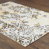 8' X 11' Grey And Gold Abstract Power Loom Stain Resistant Area Rug - Homeroots - Flyclothing LLC