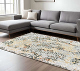 8' X 11' Grey And Gold Abstract Power Loom Stain Resistant Area Rug - Homeroots - Flyclothing LLC