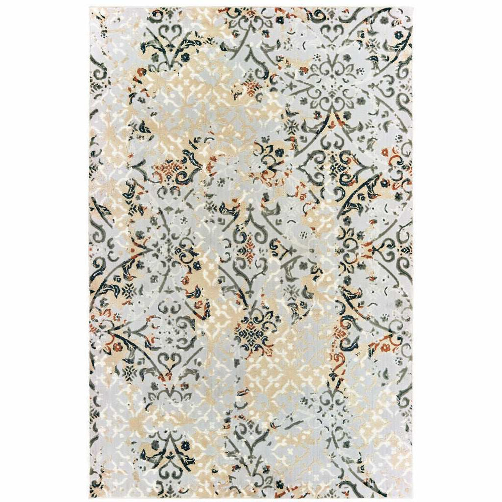 10' X 13' Grey And Gold Abstract Power Loom Stain Resistant Area Rug - Homeroots - Flyclothing LLC