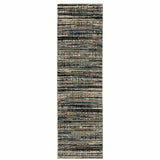 2' X 8' Black Navy Gold Ivory And Blush Abstract Power Loom Stain Resistant Runner Rug - Homeroots - Flyclothing LLC