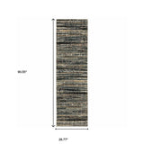 2' X 8' Black Navy Gold Ivory And Blush Abstract Power Loom Stain Resistant Runner Rug - Homeroots - Flyclothing LLC