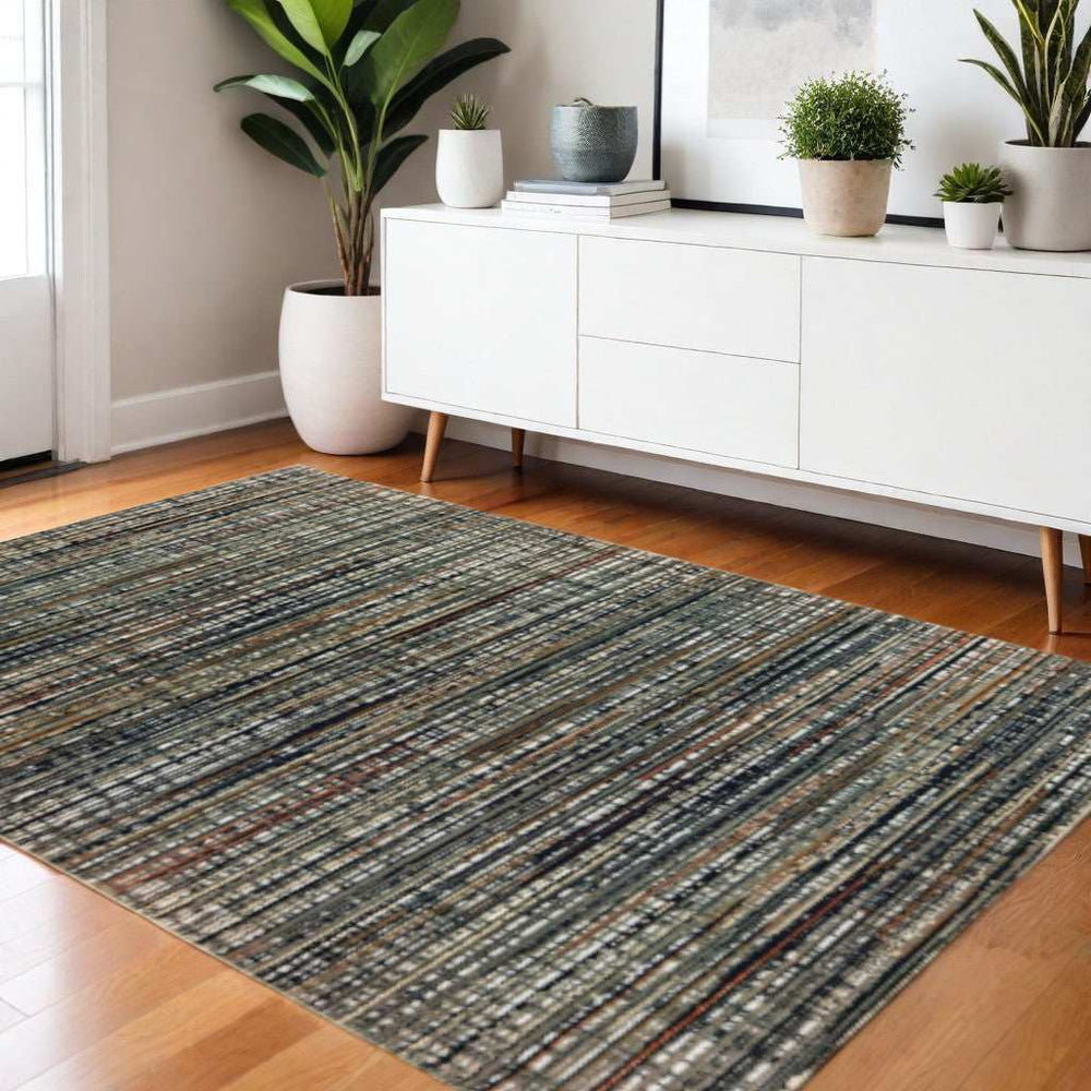4' X 6' Black Navy Gold Ivory And Blush Abstract Power Loom Stain Resistant Area Rug - Homeroots - Flyclothing LLC