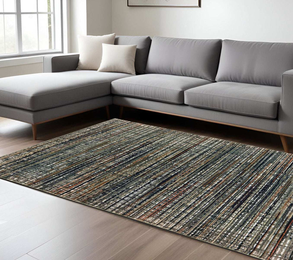 6' X 9' Black Navy Gold Ivory And Blush Abstract Power Loom Stain Resistant Area Rug - Homeroots - Flyclothing LLC