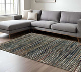 6' X 9' Black Navy Gold Ivory And Blush Abstract Power Loom Stain Resistant Area Rug - Homeroots - Flyclothing LLC