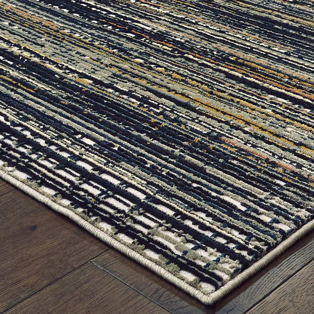 10' X 13' Black Navy Gold Ivory And Blush Abstract Power Loom Stain Resistant Area Rug - Homeroots - Flyclothing LLC