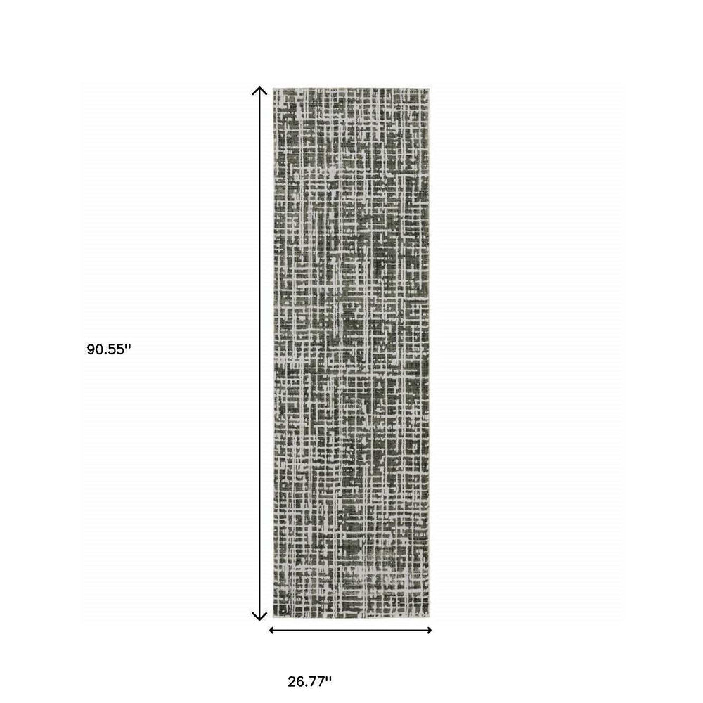 2' X 8' Grey And Ivory Abstract Power Loom Stain Resistant Runner Rug - Homeroots - Flyclothing LLC