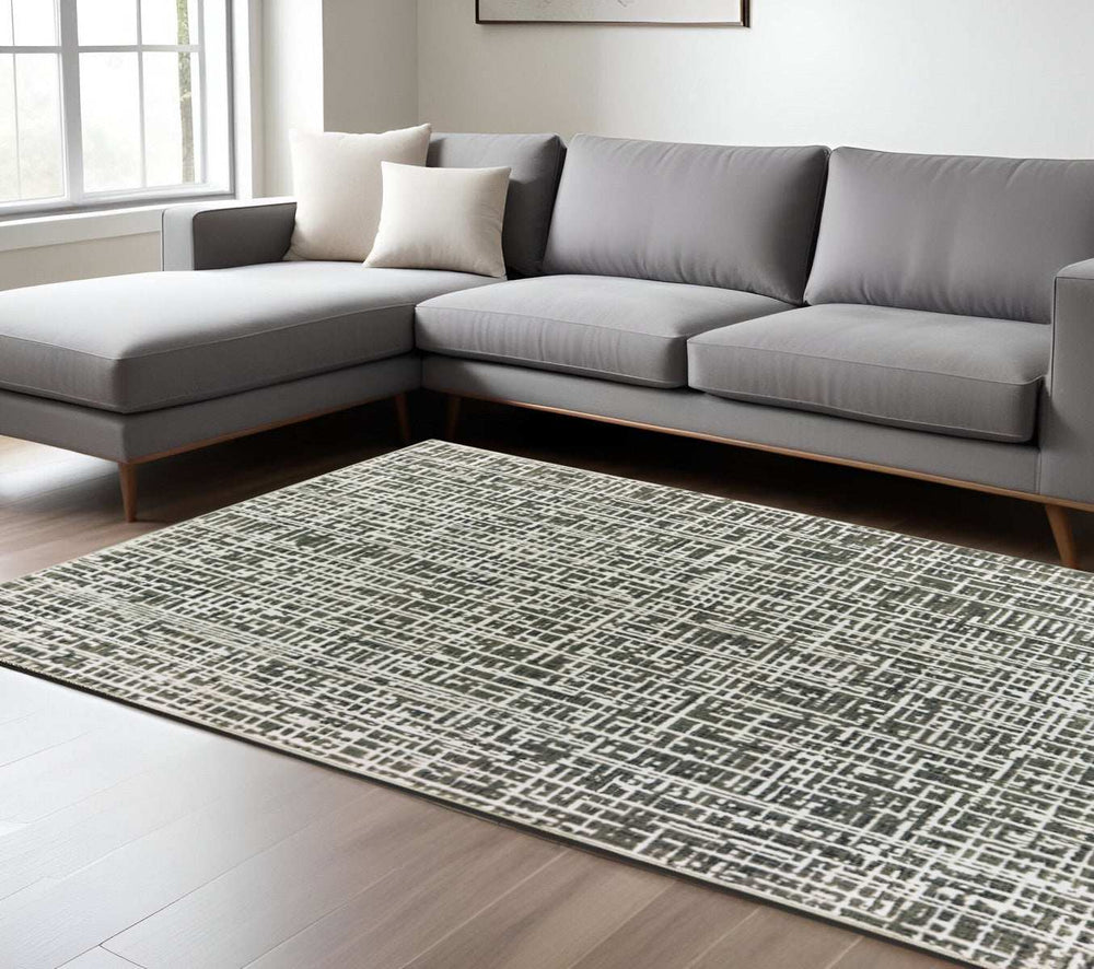 6' X 9' Grey And Ivory Abstract Power Loom Stain Resistant Area Rug - Homeroots - Flyclothing LLC