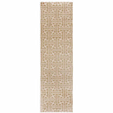 2' X 8' Gold And Ivory Geometric Power Loom Stain Resistant Runner Rug - Homeroots - Flyclothing LLC