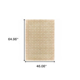 4' X 6' Gold And Ivory Geometric Power Loom Stain Resistant Area Rug - Homeroots - Flyclothing LLC