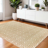 4' X 6' Gold And Ivory Geometric Power Loom Stain Resistant Area Rug - Homeroots - Flyclothing LLC