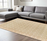 10' X 13' Gold And Ivory Geometric Power Loom Stain Resistant Area Rug - Homeroots - Flyclothing LLC