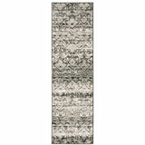 2' X 8' Grey And Ivory Geometric Power Loom Stain Resistant Runner Rug - Homeroots - Flyclothing LLC