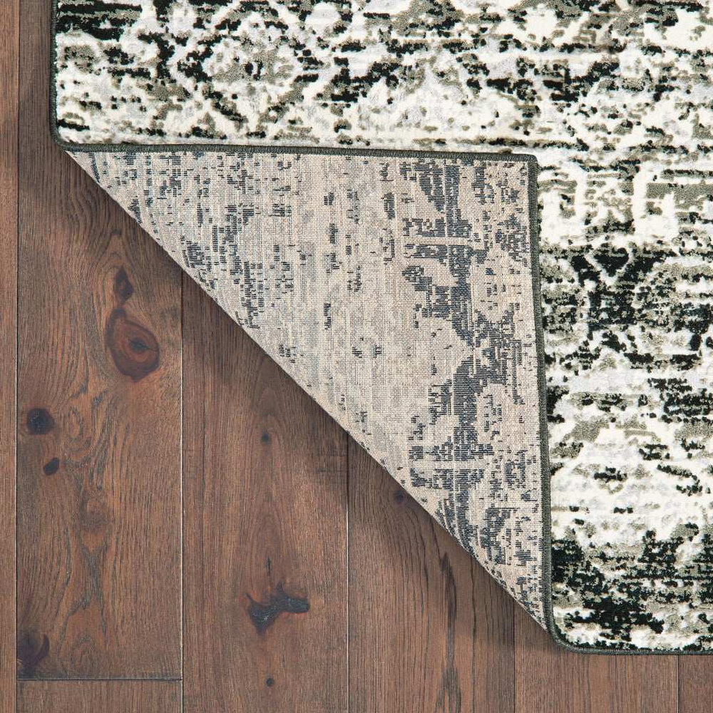 2' X 8' Grey And Ivory Geometric Power Loom Stain Resistant Runner Rug - Homeroots - Flyclothing LLC