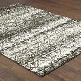 5' X 8' Grey And Ivory Geometric Power Loom Stain Resistant Area Rug - Homeroots - Flyclothing LLC