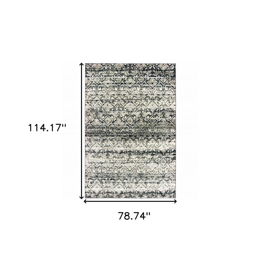 6' X 9' Grey And Ivory Geometric Power Loom Stain Resistant Area Rug - Homeroots - Flyclothing LLC