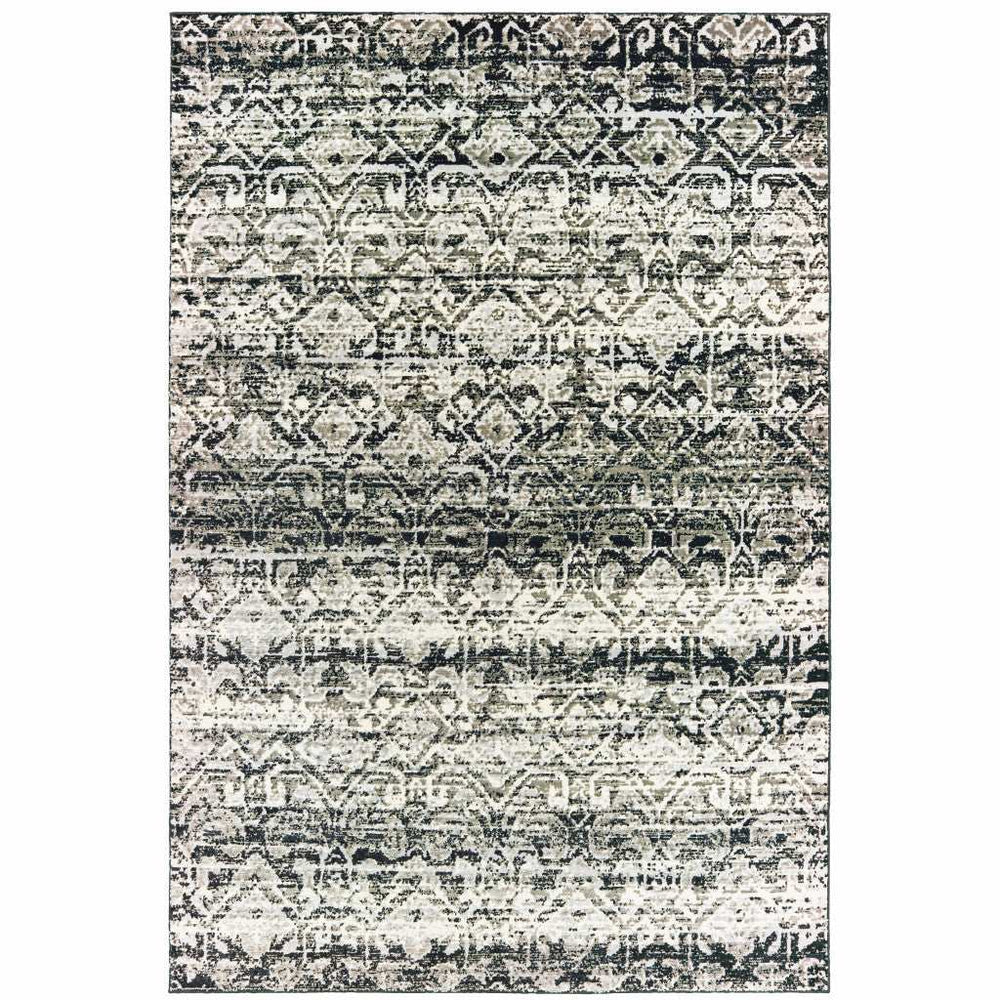10' X 13' Grey And Ivory Geometric Power Loom Stain Resistant Area Rug - Homeroots - Flyclothing LLC