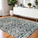 4' X 6' Navy And Ivory Geometric Power Loom Stain Resistant Area Rug - Homeroots - Flyclothing LLC