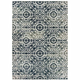 5' X 8' Navy And Ivory Geometric Power Loom Stain Resistant Area Rug - Homeroots - Flyclothing LLC