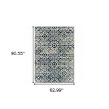 5' X 8' Navy And Ivory Geometric Power Loom Stain Resistant Area Rug - Homeroots - Flyclothing LLC