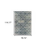 6' X 9' Navy And Ivory Geometric Power Loom Stain Resistant Area Rug - Homeroots - Flyclothing LLC