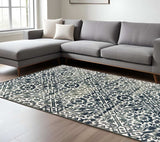 6' X 9' Navy And Ivory Geometric Power Loom Stain Resistant Area Rug - Homeroots - Flyclothing LLC
