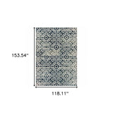 10' X 13' Navy And Ivory Geometric Power Loom Stain Resistant Area Rug - Homeroots - Flyclothing LLC