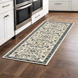2' X 8' Ivory Navy And Gold Oriental Power Loom Stain Resistant Runner Rug - Homeroots - Flyclothing LLC
