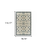 6' X 9' Ivory Navy And Gold Oriental Power Loom Stain Resistant Area Rug - Homeroots - Flyclothing LLC