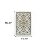 10' X 13' Ivory Navy And Gold Oriental Power Loom Stain Resistant Area Rug - Homeroots - Flyclothing LLC