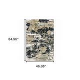 4' X 6' Black Gold Grey And Ivory Abstract Power Loom Stain Resistant Area Rug - Homeroots - Flyclothing LLC