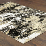 8' X 11' Black Gold Grey And Ivory Abstract Power Loom Stain Resistant Area Rug - Homeroots - Flyclothing LLC