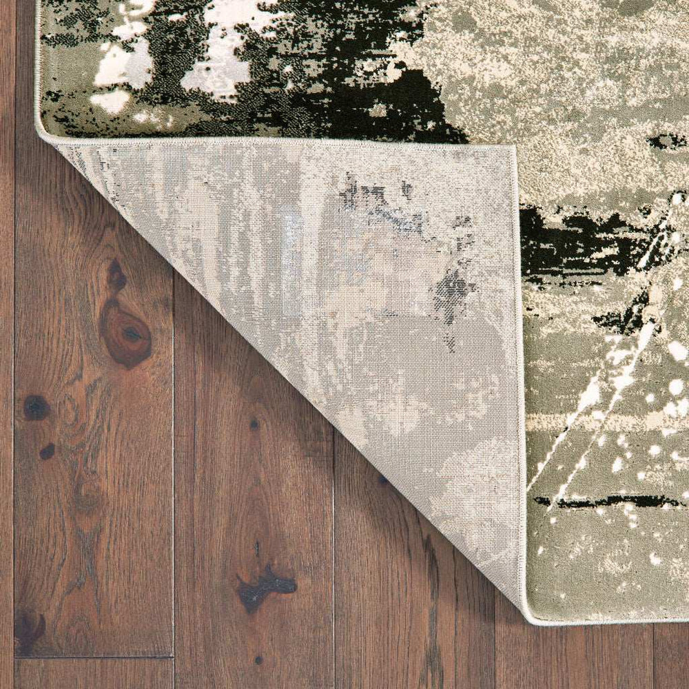 8' X 11' Black Gold Grey And Ivory Abstract Power Loom Stain Resistant Area Rug - Homeroots - Flyclothing LLC