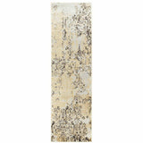 2' X 8' Grey And Gold Abstract Power Loom Stain Resistant Runner Rug - Homeroots - Flyclothing LLC