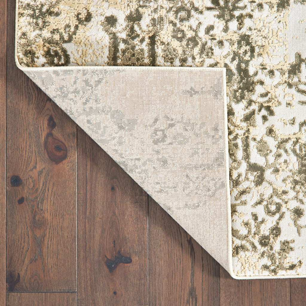 2' X 8' Grey And Gold Abstract Power Loom Stain Resistant Runner Rug - Homeroots - Flyclothing LLC