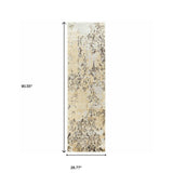 2' X 8' Grey And Gold Abstract Power Loom Stain Resistant Runner Rug - Homeroots - Flyclothing LLC