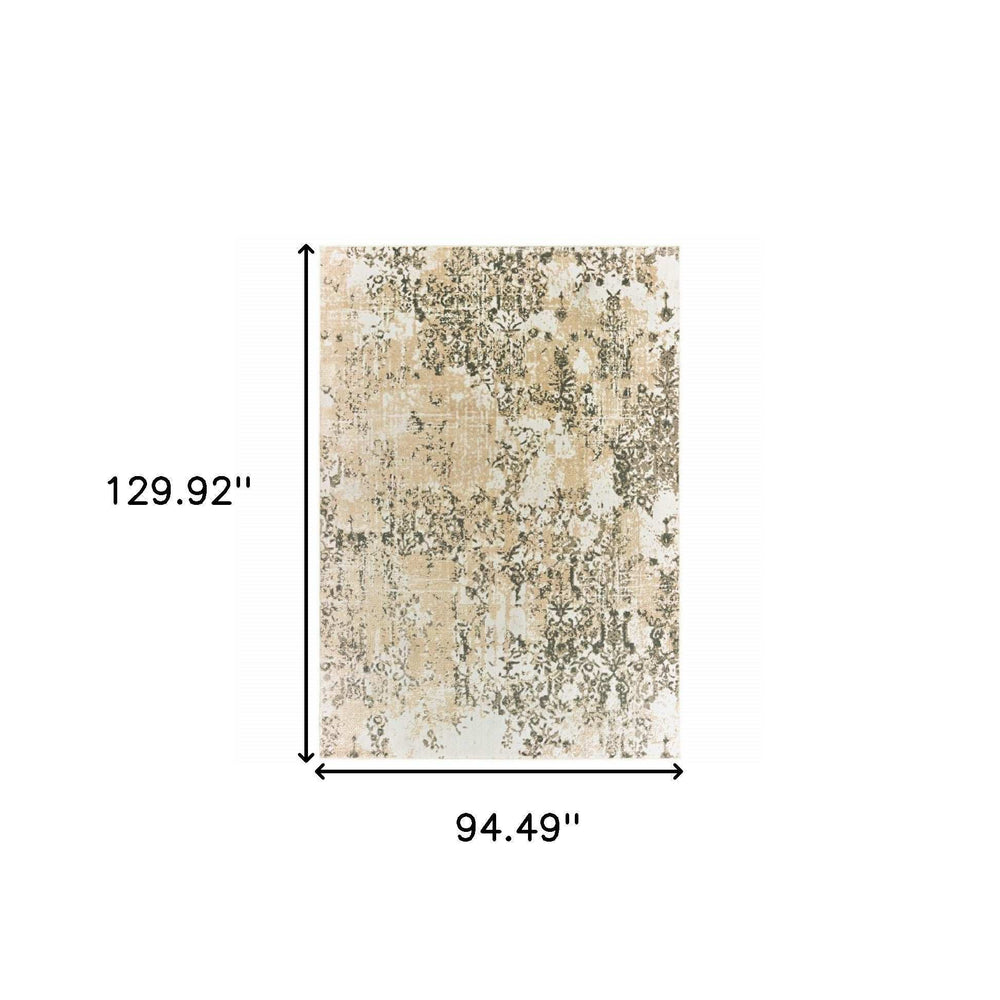 8' X 11' Grey And Gold Abstract Power Loom Stain Resistant Area Rug - Homeroots - Flyclothing LLC