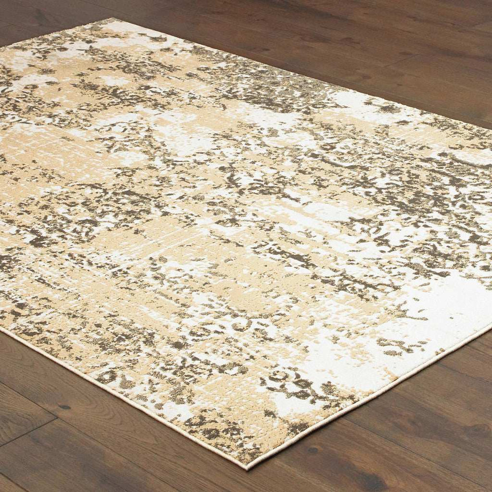 10' X 13' Grey And Gold Abstract Power Loom Stain Resistant Area Rug - Homeroots - Flyclothing LLC