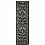 2' X 8' Navy Caramel And Ivory Oriental Power Loom Stain Resistant Runner Rug - Homeroots - Flyclothing LLC