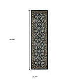 2' X 8' Navy Caramel And Ivory Oriental Power Loom Stain Resistant Runner Rug - Homeroots - Flyclothing LLC