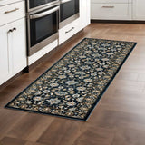 2' X 8' Navy Caramel And Ivory Oriental Power Loom Stain Resistant Runner Rug - Homeroots - Flyclothing LLC
