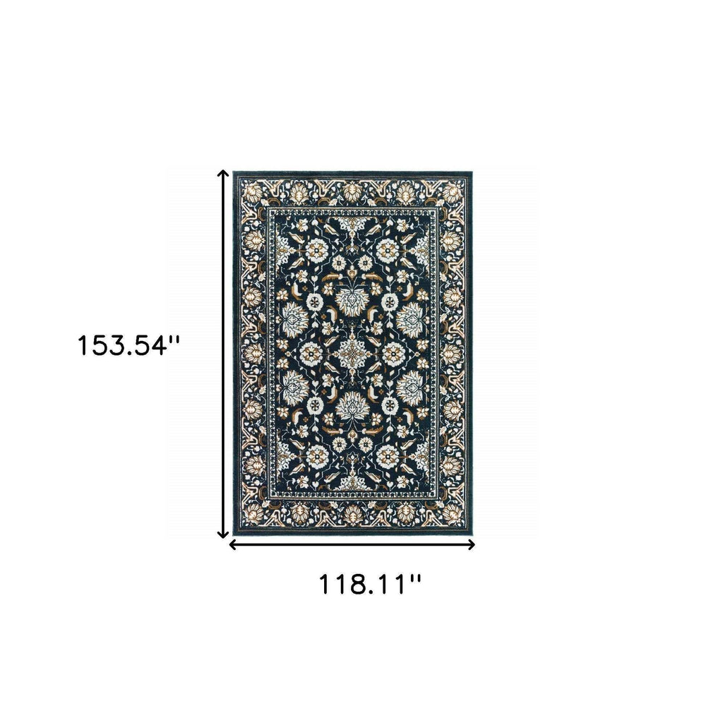 10' X 13' Navy Caramel And Ivory Oriental Power Loom Stain Resistant Area Rug - Homeroots - Flyclothing LLC