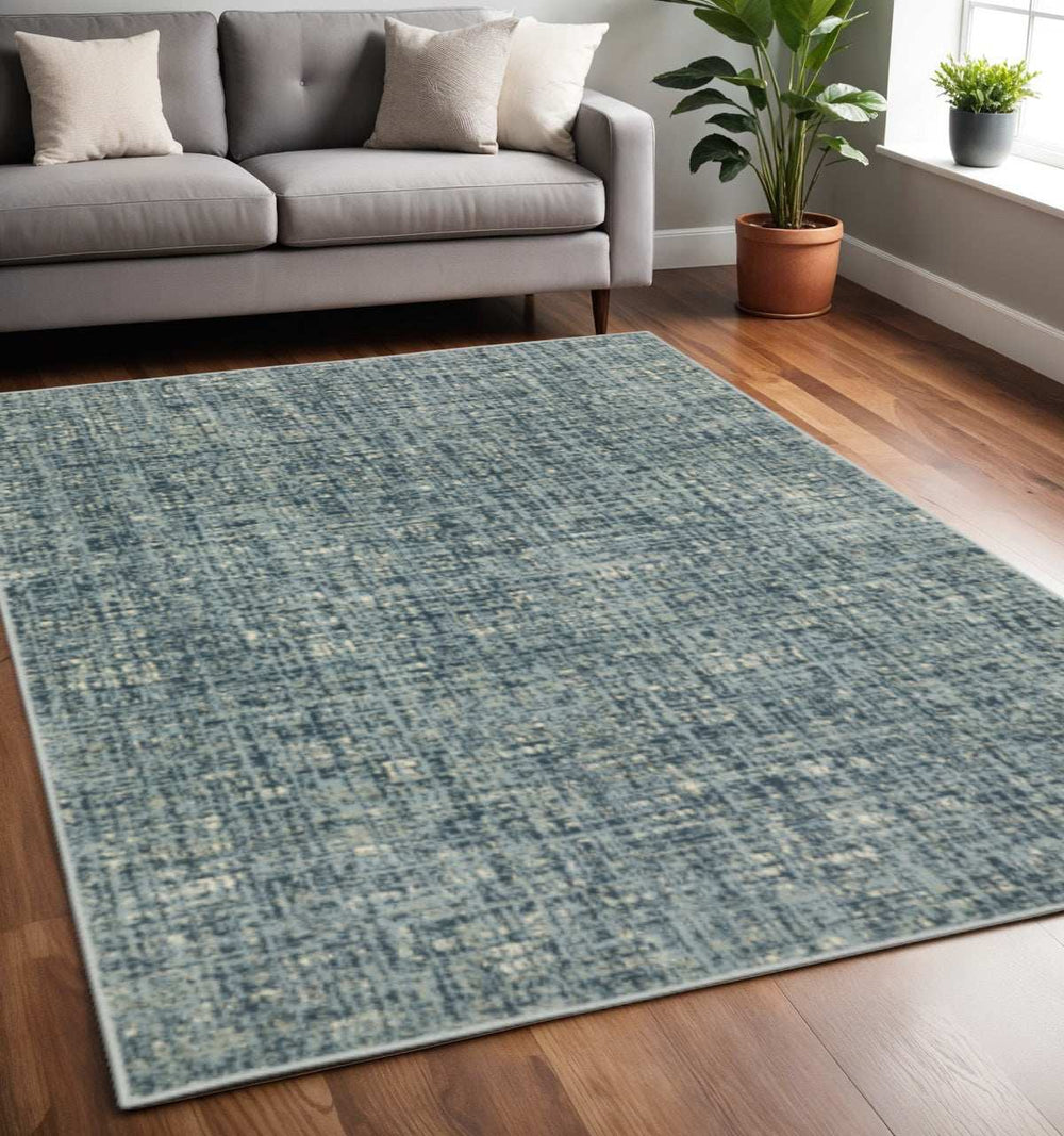 5' X 7' Dark Blue Light Blue Grey Ivory And Beige Abstract Power Loom Stain Resistant Area Rug - Homeroots - Flyclothing LLC
