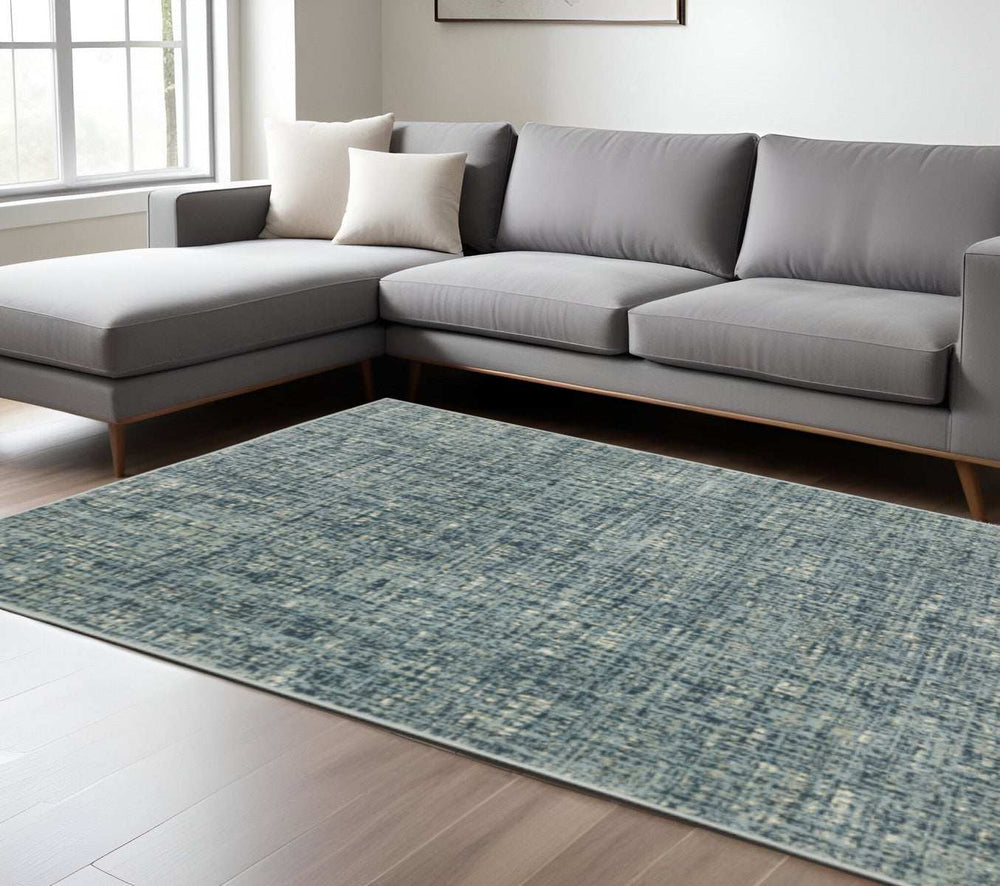 6' X 9' Dark Blue Light Blue Grey Ivory And Beige Abstract Power Loom Stain Resistant Area Rug - Homeroots - Flyclothing LLC