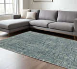 8' X 10' Dark Blue Light Blue Grey Ivory And Beige Abstract Power Loom Stain Resistant Area Rug - Homeroots - Flyclothing LLC