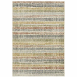 10' X 13' Ivory Blue Green Red And Gold Geometric Power Loom Stain Resistant Area Rug - Homeroots - Flyclothing LLC