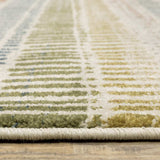 10' X 13' Ivory Blue Green Red And Gold Geometric Power Loom Stain Resistant Area Rug - Homeroots - Flyclothing LLC