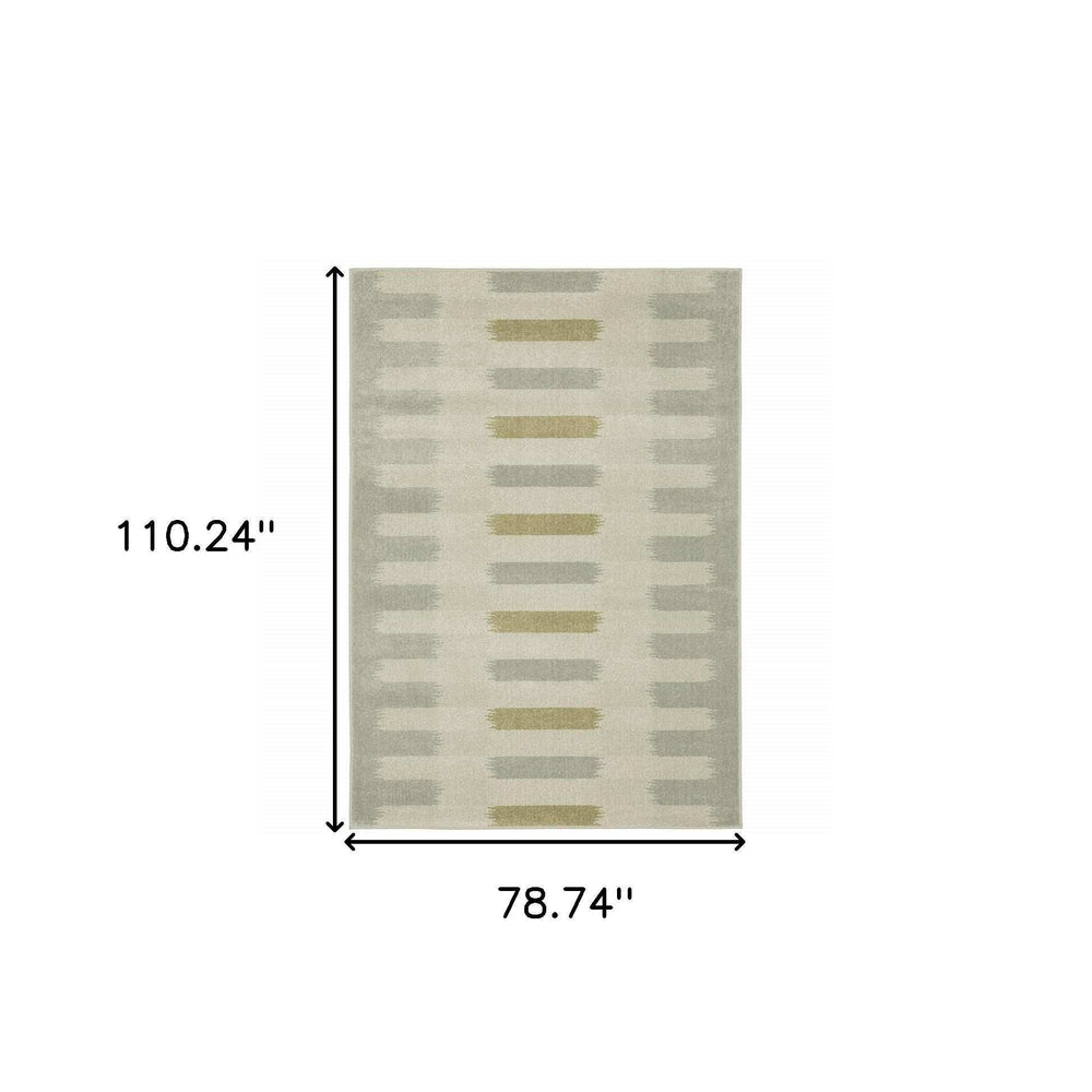 6' X 9' Beige Grey Gold And Green Geometric Power Loom Stain Resistant Area Rug - Homeroots - Flyclothing LLC