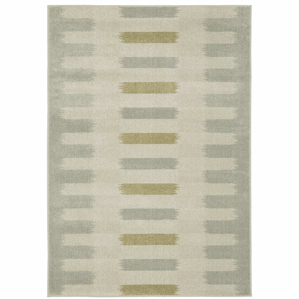 6' X 9' Beige Grey Gold And Green Geometric Power Loom Stain Resistant Area Rug - Homeroots - Flyclothing LLC
