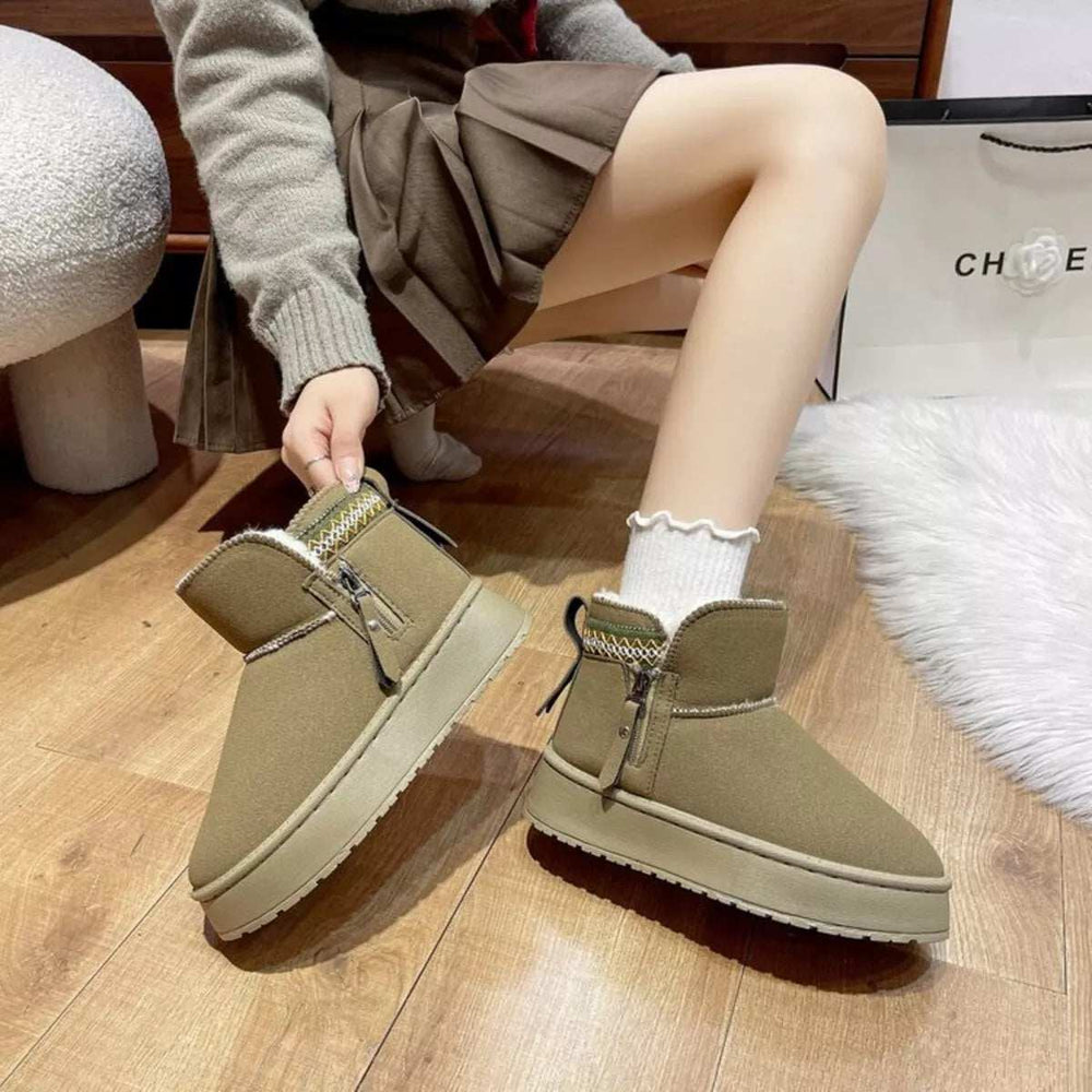 Round Toe Platform Boots - Trendsi - Flyclothing LLC