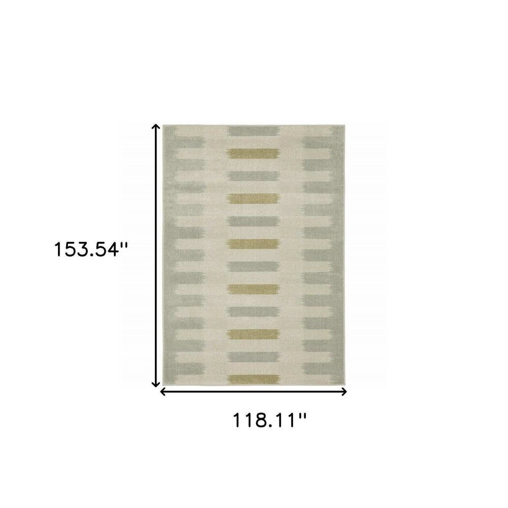 10' X 13' Beige Grey Gold And Green Geometric Power Loom Stain Resistant Area Rug - Homeroots - Flyclothing LLC